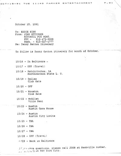 Tour Itinerary