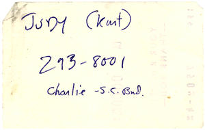 Charlie Pastorfield referred
me to Judy.